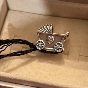 Pandora Authentic 925 ALE NWT Baby Carriage with 2 cz hearts-OBO